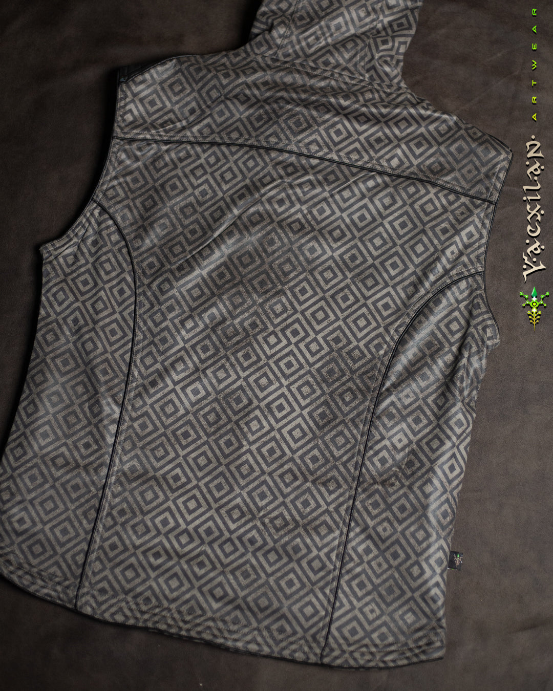 Sleeveless Hooded Jacket Men / Fake Leather Rider - Grey CAMALEON