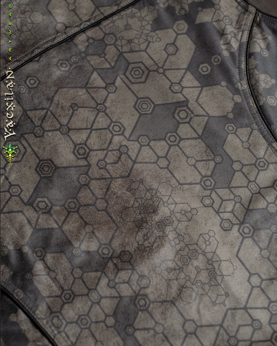 Sleeveless Hooded Jacket Men / Fake Leather Rider - Grey SHAMANKA