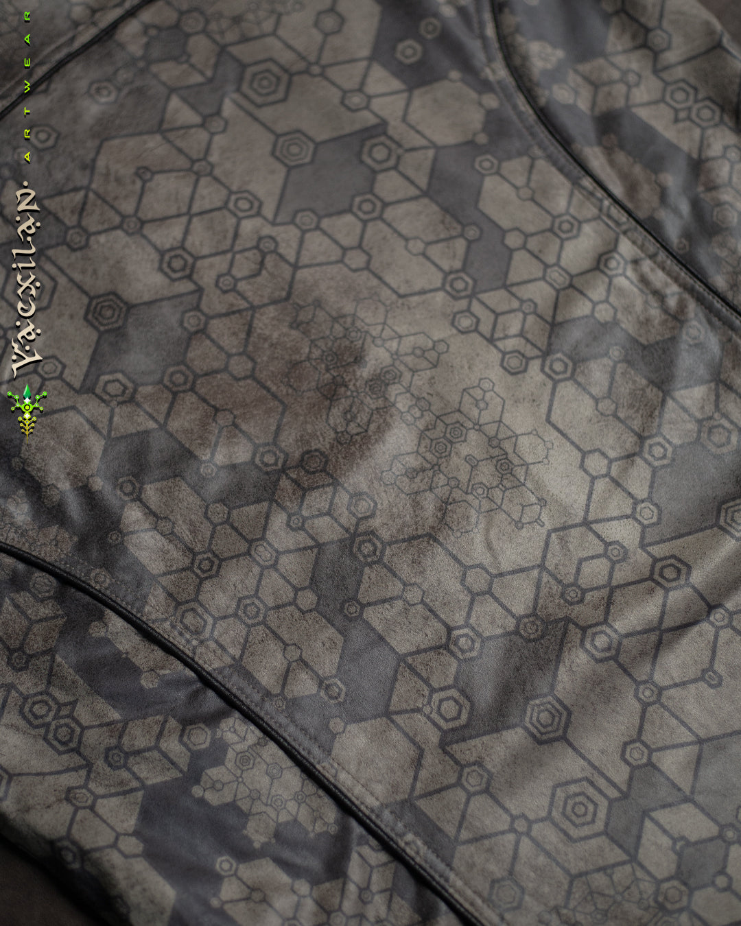 Sleeveless Hooded Jacket Men / Fake Leather Rider - Grey SHAMANKA
