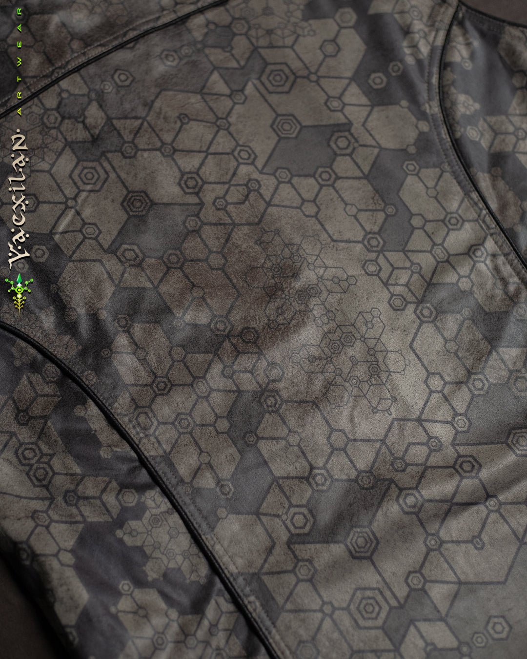 Sleeveless Hooded Jacket Men / Fake Leather Rider - Grey SHAMANKA