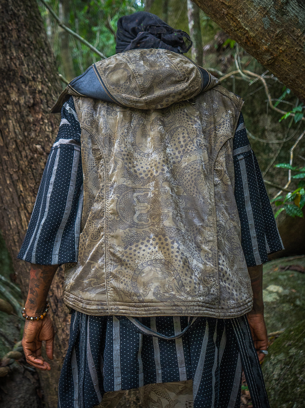 Sleeveless Jacket Men  / Waterproof Poliamide Viscose - DRAGONS Olive Flakes