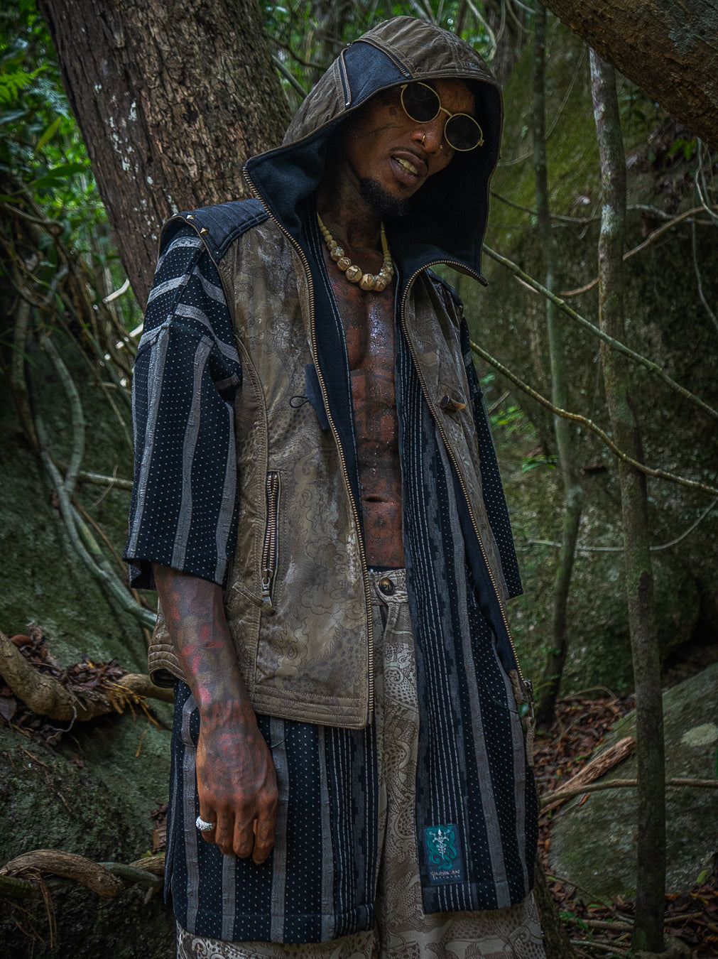 Sleeveless Jacket Men  / Waterproof Poliamide Viscose - DRAGONS Olive Flakes