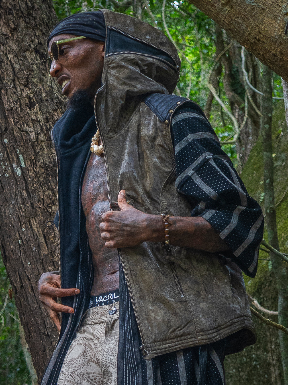 Sleeveless Jacket Men  / Waterproof Poliamide Viscose - DRAGONS Olive Flakes