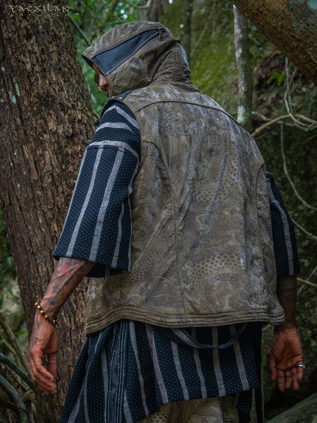 Sleeveless Jacket Men  / Waterproof Poliamide Viscose - DRAGONS Olive Flakes