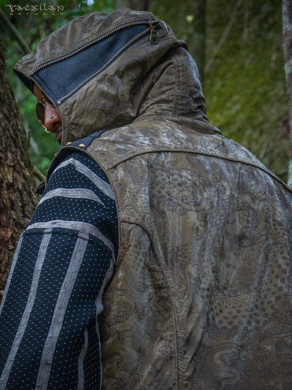 Sleeveless Jacket Men  / Waterproof Poliamide Viscose - DRAGONS Olive Flakes
