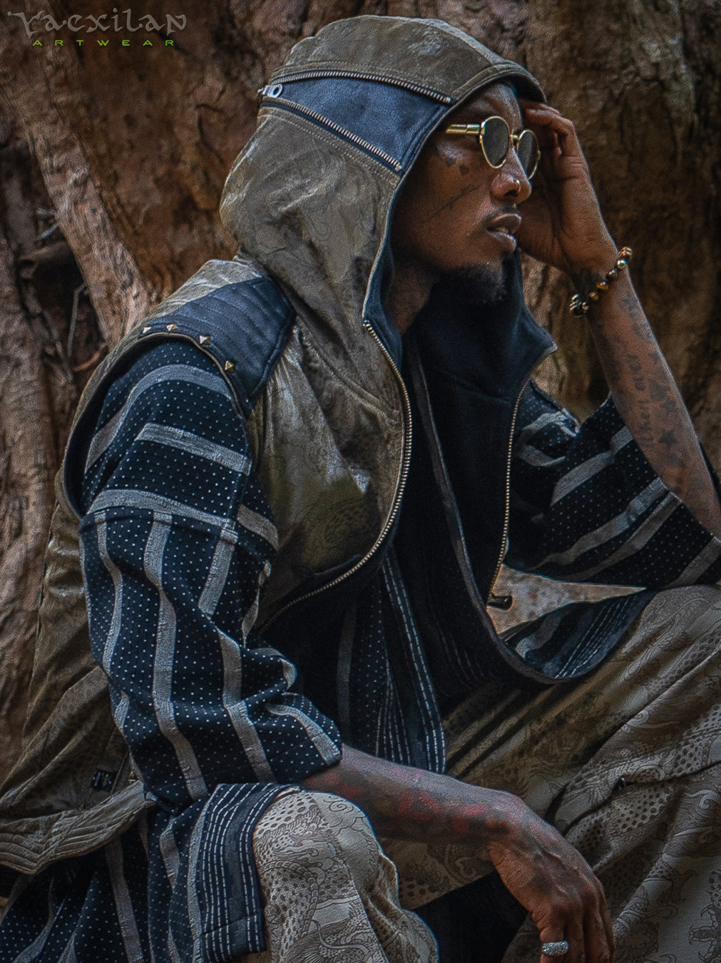 Sleeveless Jacket Men  / Waterproof Poliamide Viscose - DRAGONS Olive Flakes