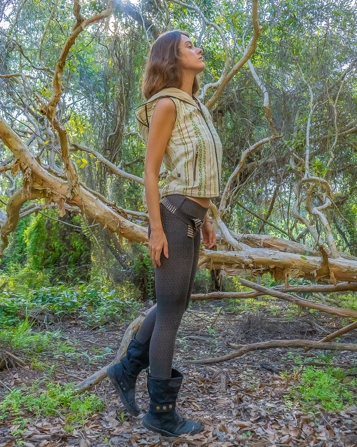 Hooded Sleeveless Jacket Woman / French Jaquard and UltraPolar - SIBERIAN BOHO