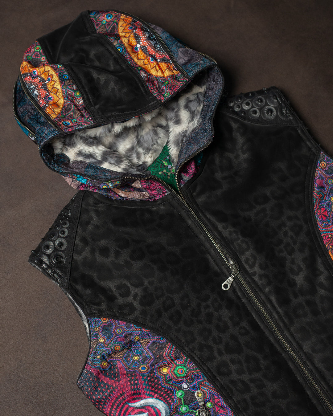 Sleeveless Jacket Woman / Satin Fake Leather Fur - NATARAJA