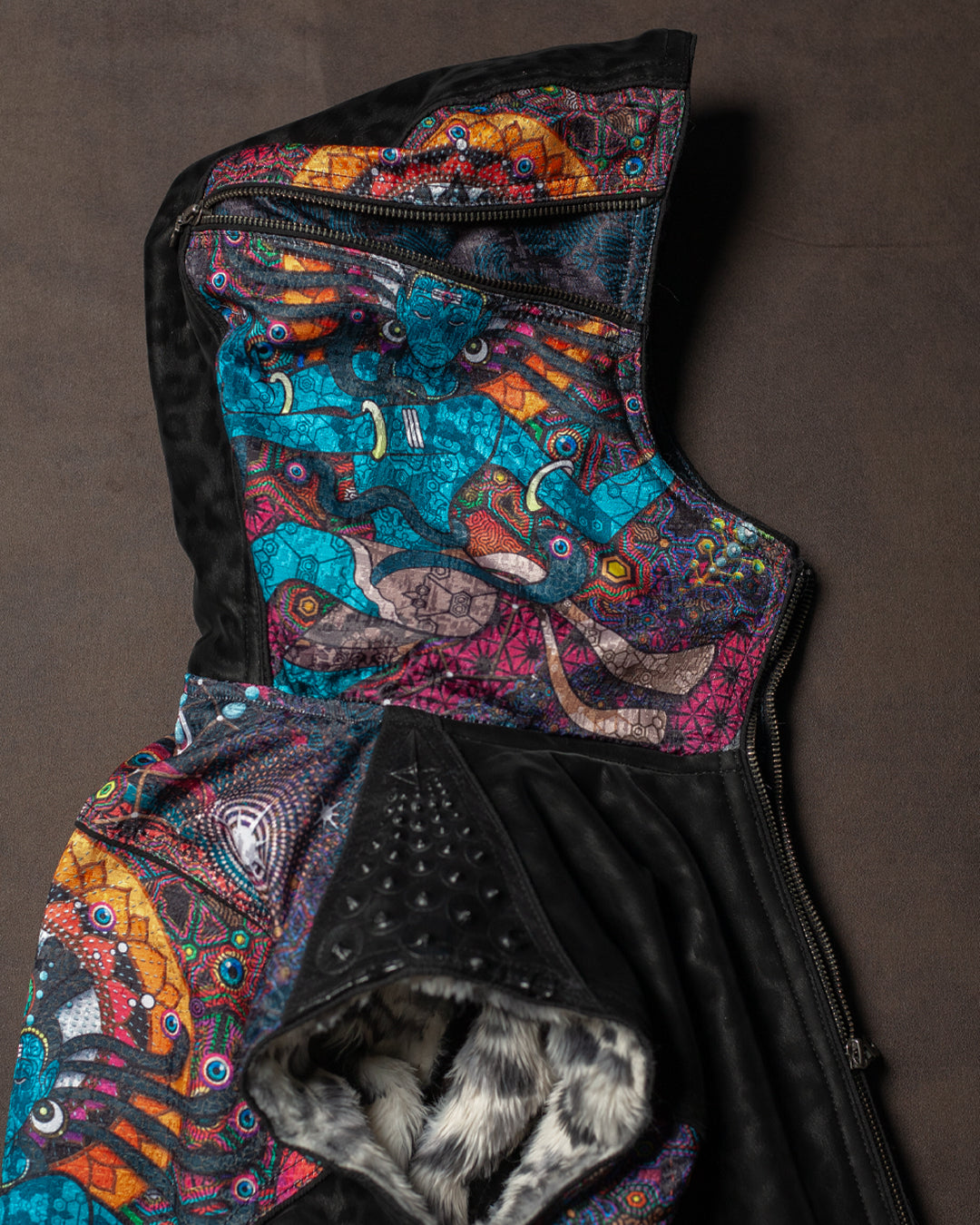 Sleeveless Jacket Woman / Satin Fake Leather Fur - NATARAJA