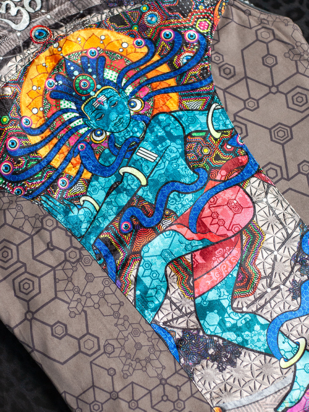 Sleeveless Jacket Woman / Satin Fake Leather Fur - NATARAJA Sand SHAMANKA