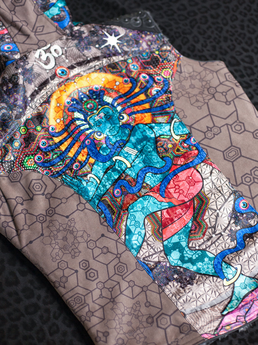 Sleeveless Jacket Woman / Satin Fake Leather Fur - NATARAJA Sand SHAMANKA