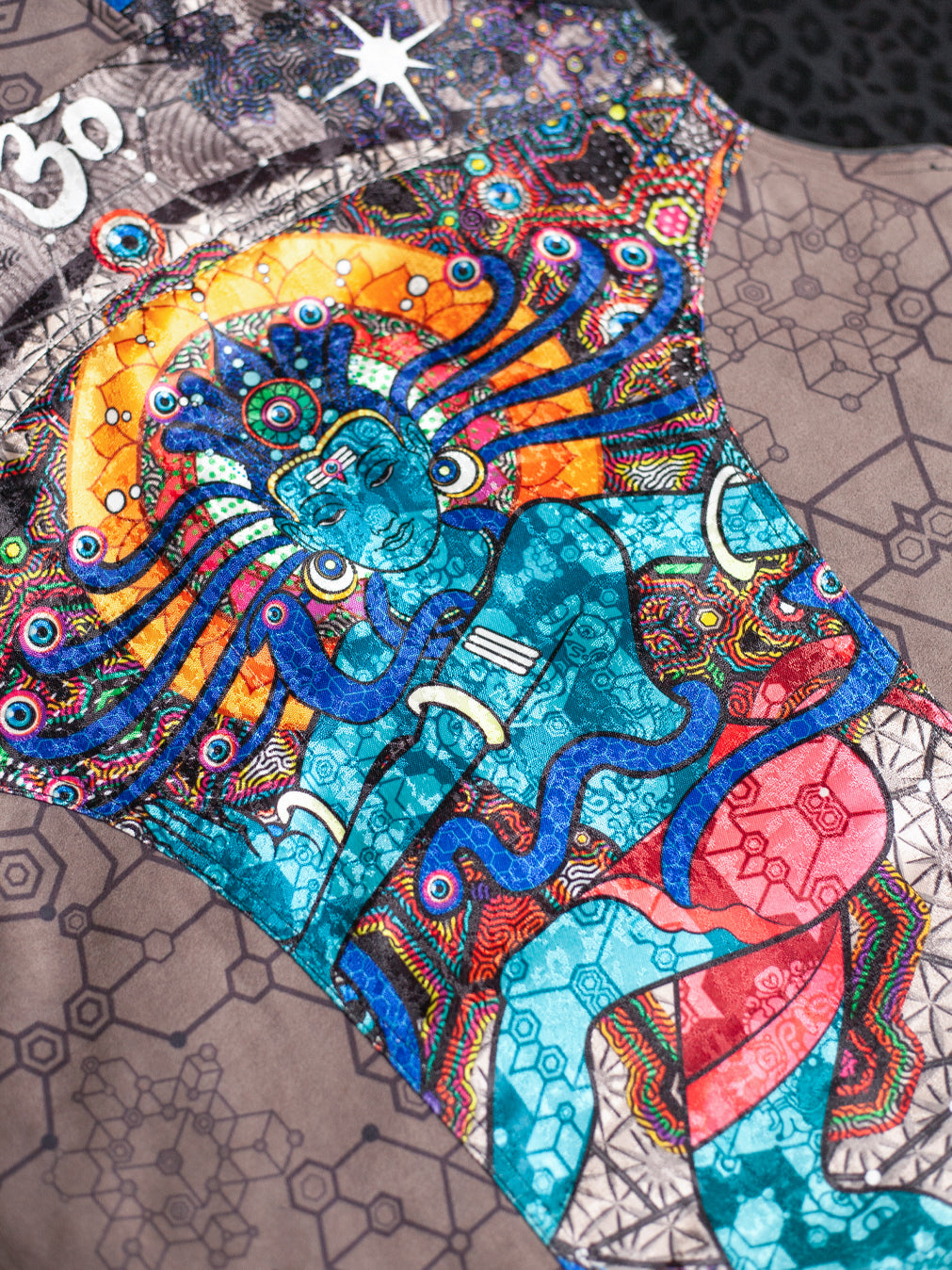 Sleeveless Jacket Woman / Satin Fake Leather Fur - NATARAJA Sand SHAMANKA