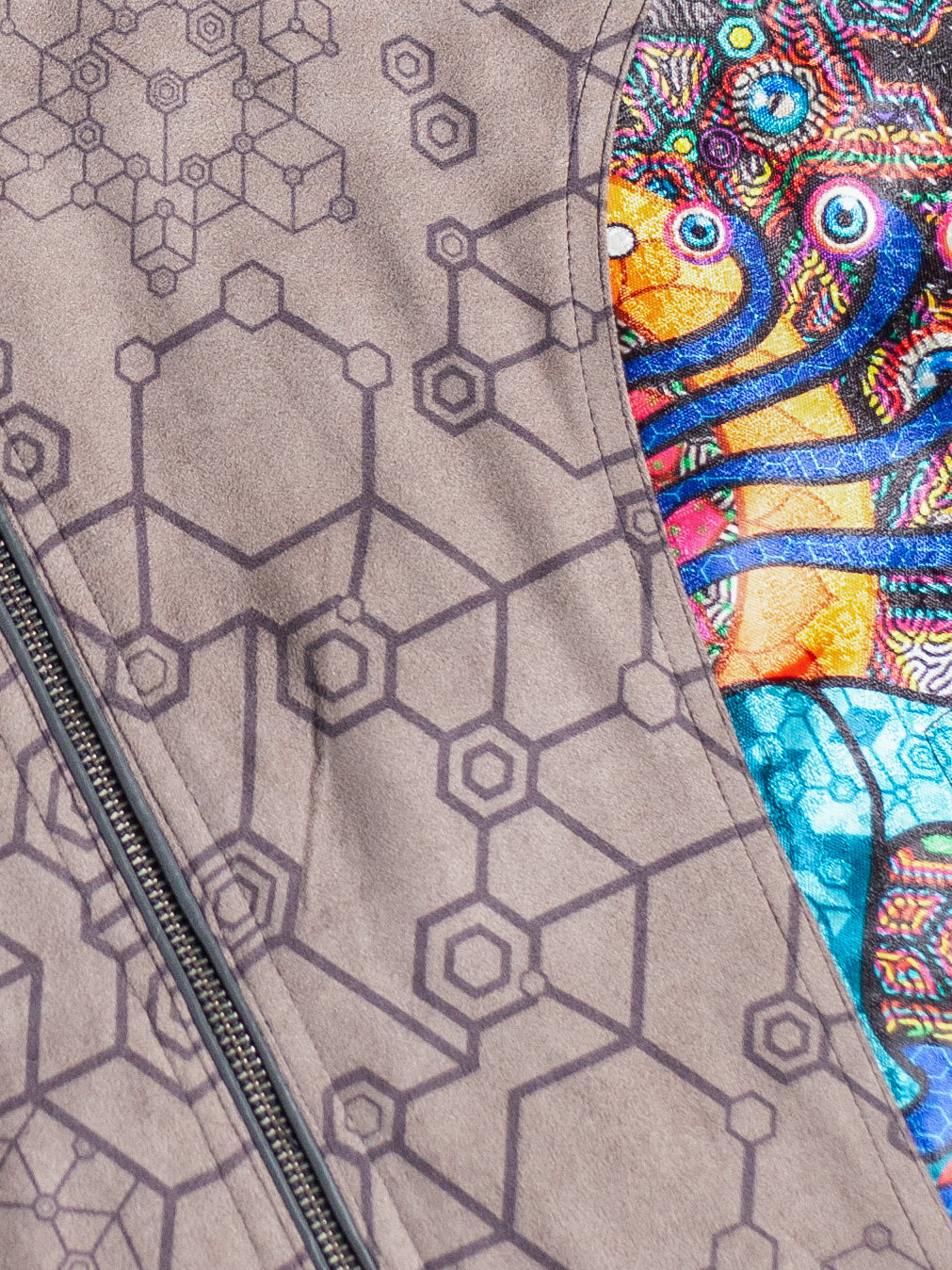 Sleeveless Jacket Woman / Satin Fake Leather Fur - NATARAJA Sand SHAMANKA