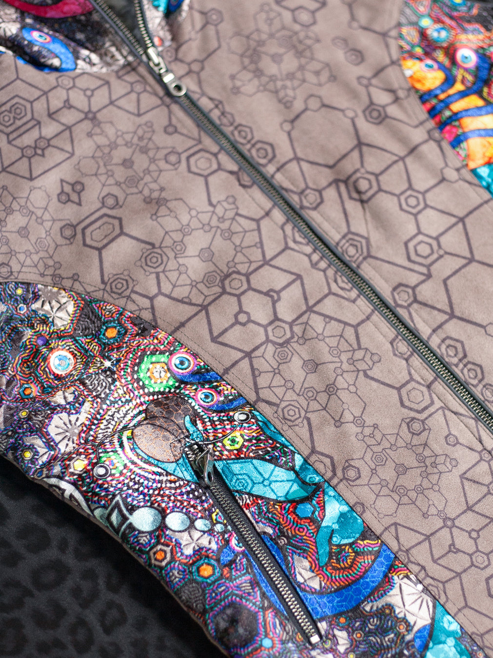 Sleeveless Jacket Woman / Satin Fake Leather Fur - NATARAJA Sand SHAMANKA