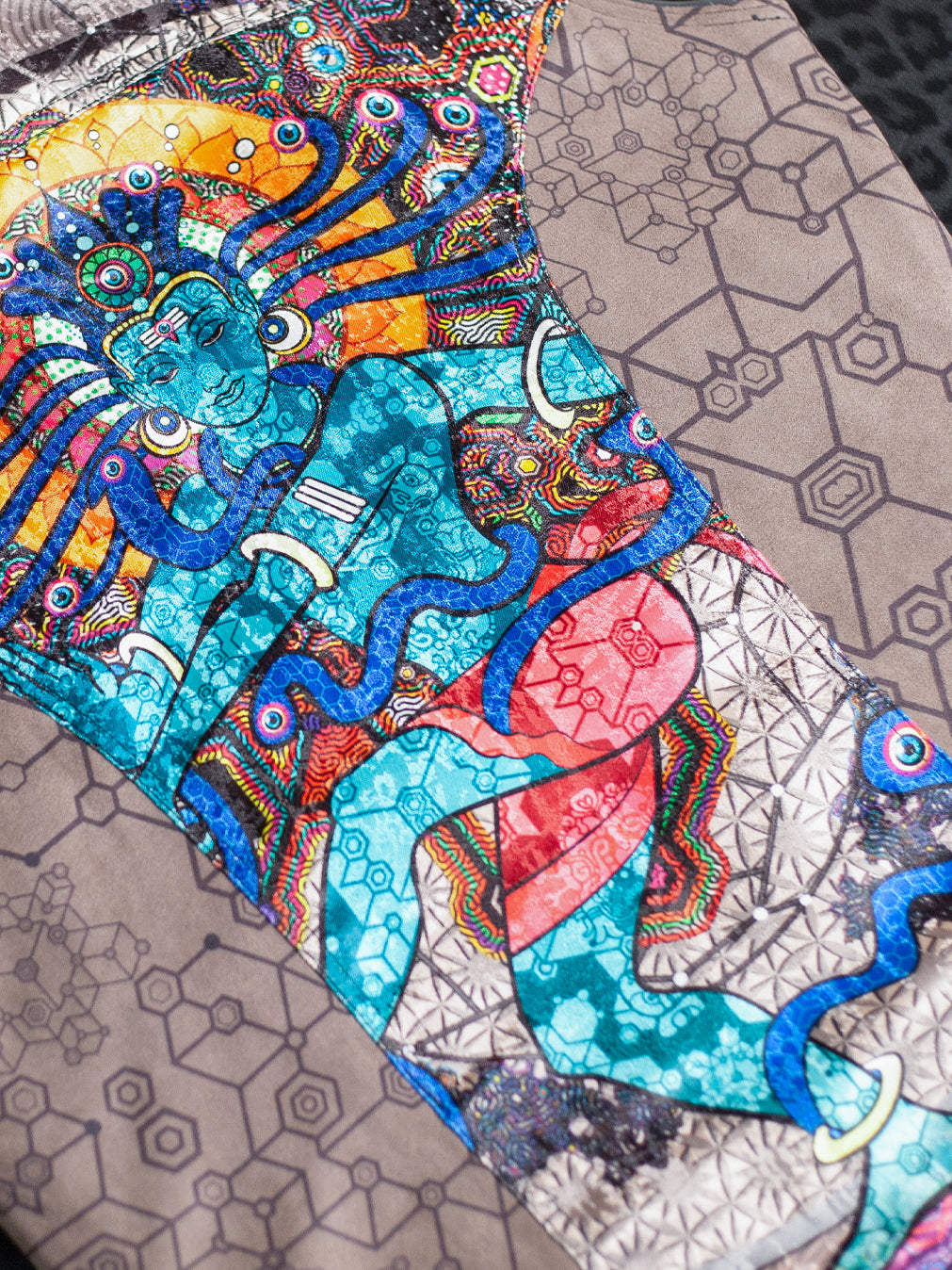 Sleeveless Jacket Woman / Satin Fake Leather Fur - NATARAJA Sand SHAMANKA