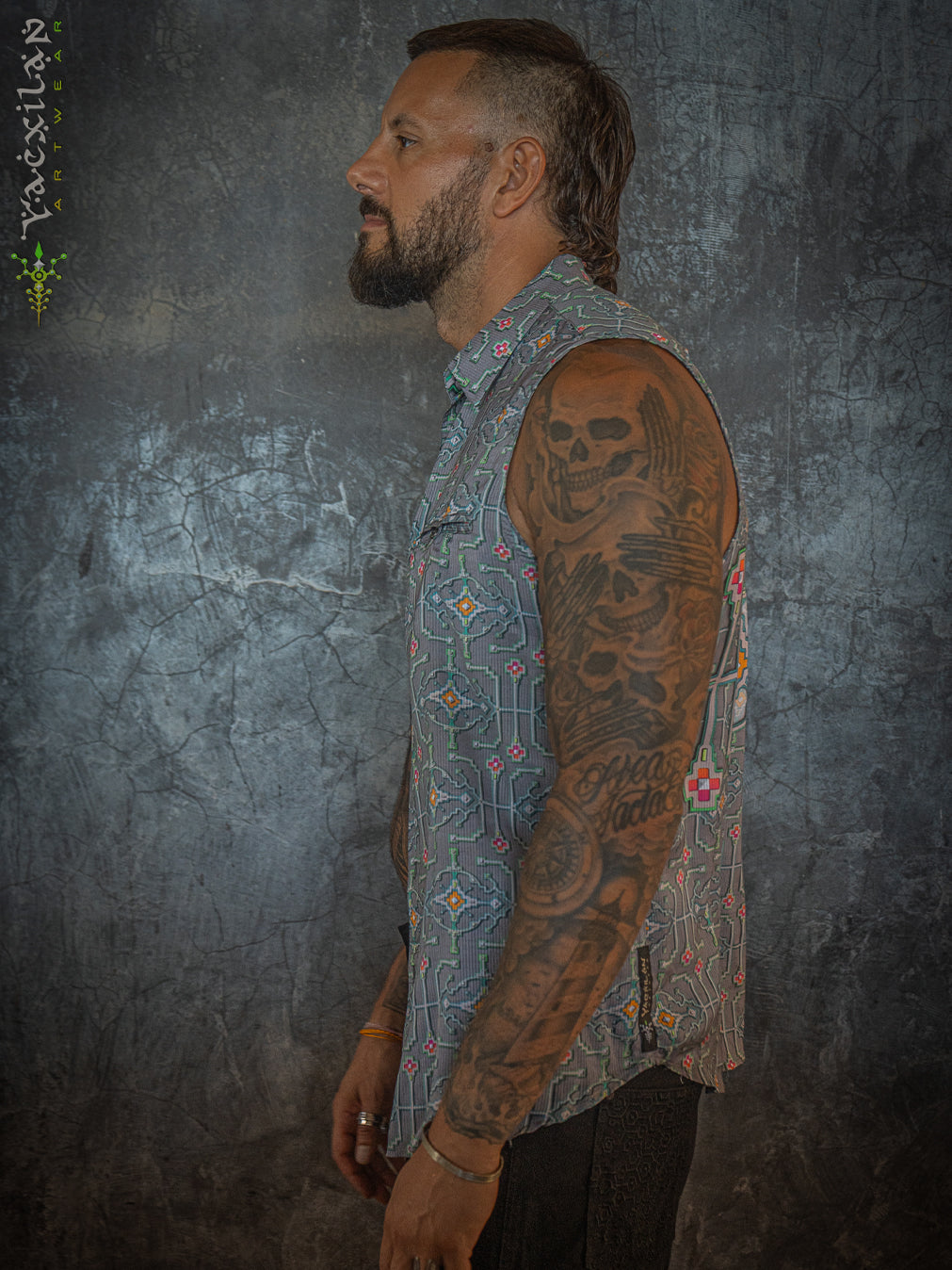 Shirt Men Sleeveless / Organic Bio Farms BAMBOO Strippes - HUIRRARIKA