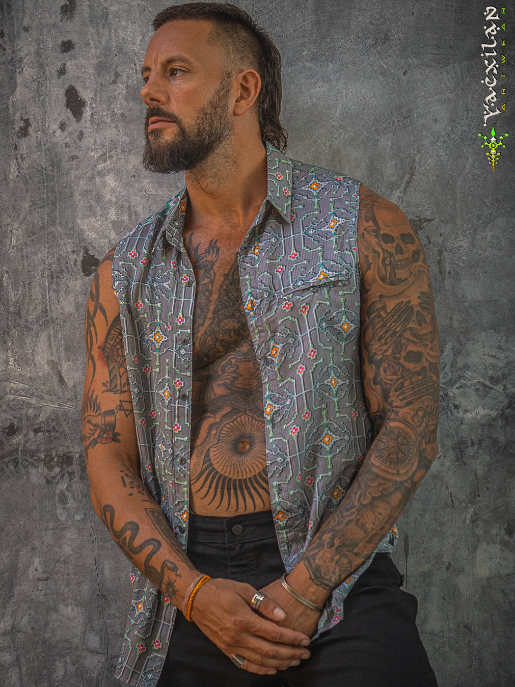 Shirt Men Sleeveless / Organic Bio Farms BAMBOO Strippes - HUIRRARIKA