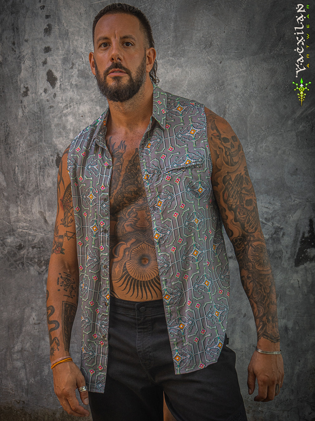 Shirt Men Sleeveless / Organic Bio Farms BAMBOO Strippes - HUIRRARIKA