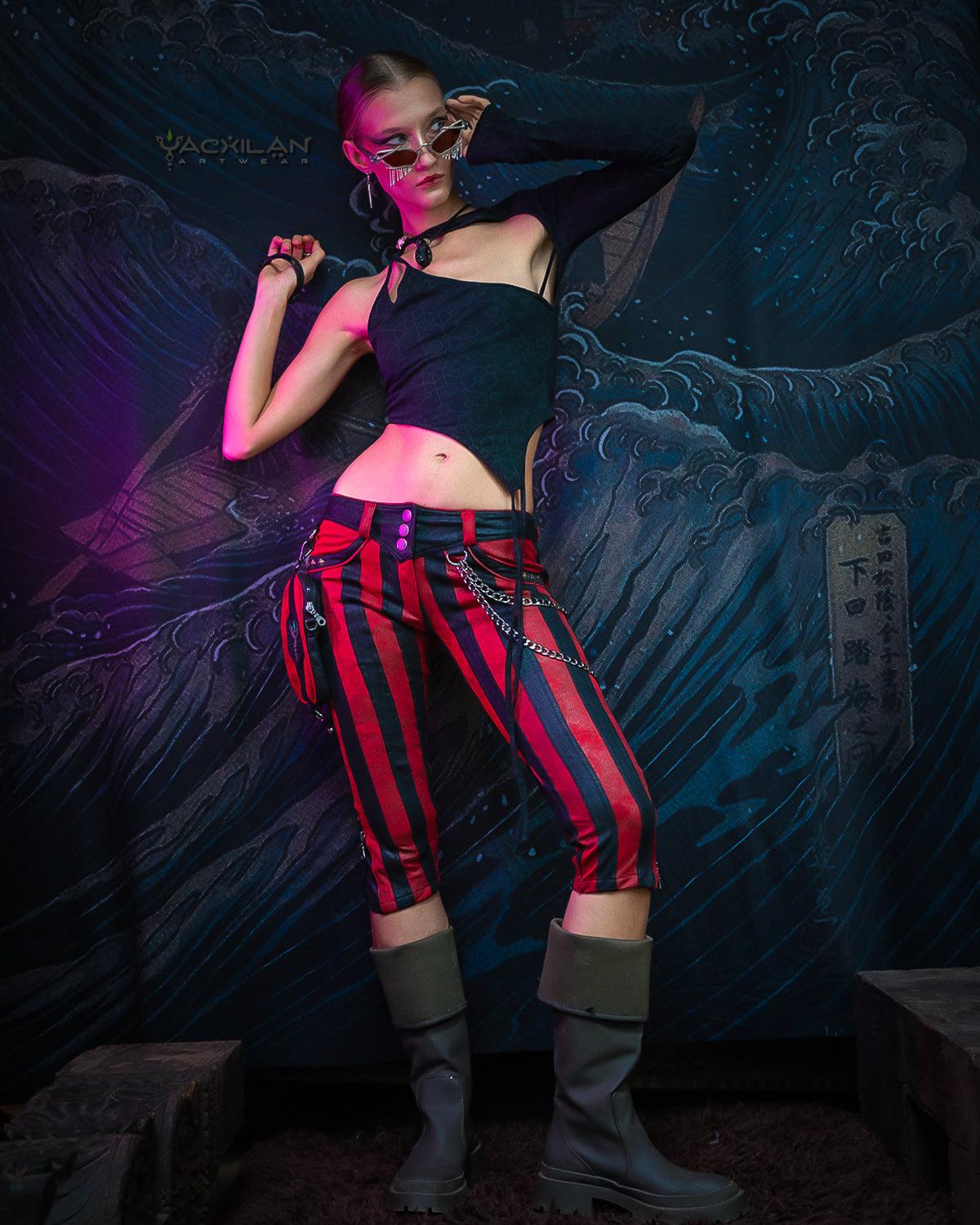 Fitted Pants Woman / Fake Leather - Red FREAK PIRATESSE - Yacxilan Artwear