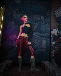 Fitted Pants Woman / Fake Leather - Red FREAK PIRATESSE - Yacxilan Artwear