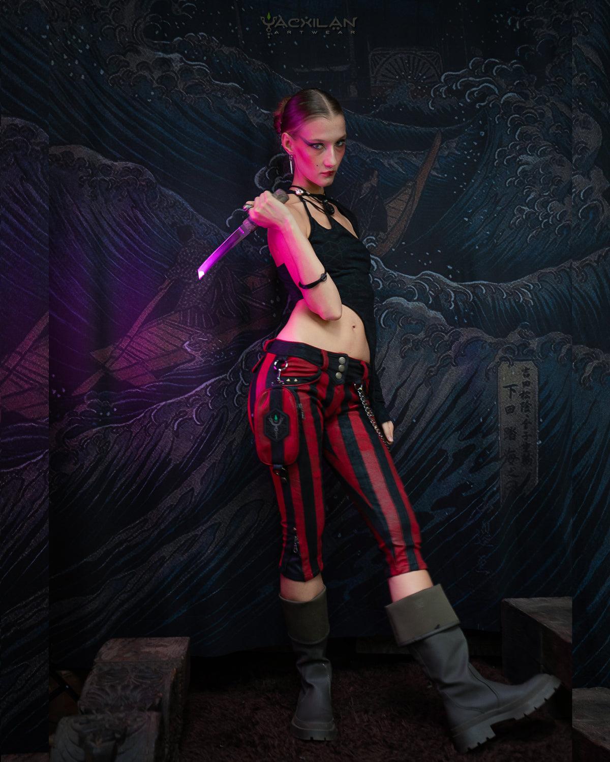 Fitted Pants Woman / Fake Leather - Red FREAK PIRATESSE - Yacxilan Artwear