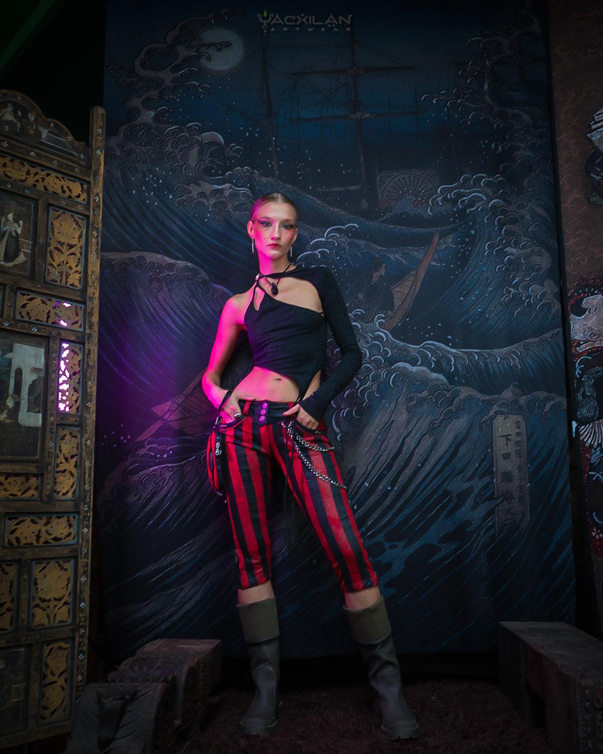 Fitted Pants Woman / Fake Leather - Red FREAK PIRATESSE - Yacxilan Artwear