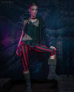 Fitted Pants Woman / Fake Leather - Red FREAK PIRATESSE - Yacxilan Artwear