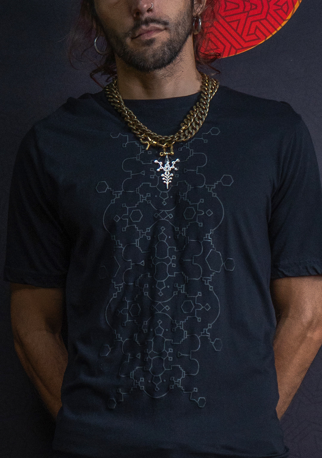 T-Shirt Men / Cotton Supima 120 gsm Rubber Screenprint - Black IKARO