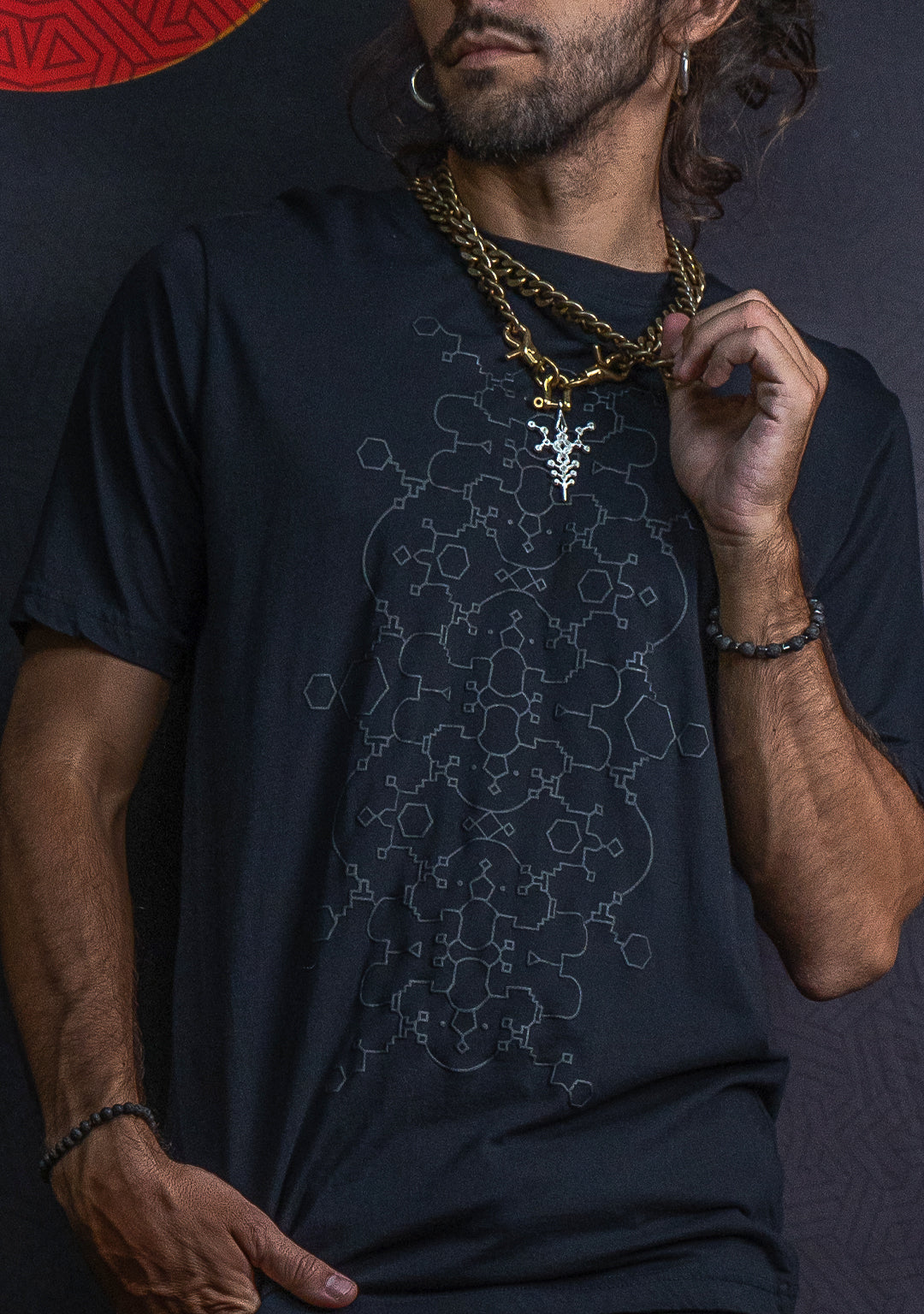 T-Shirt Men / Cotton Supima 120 gsm Rubber Screenprint - Black IKARO