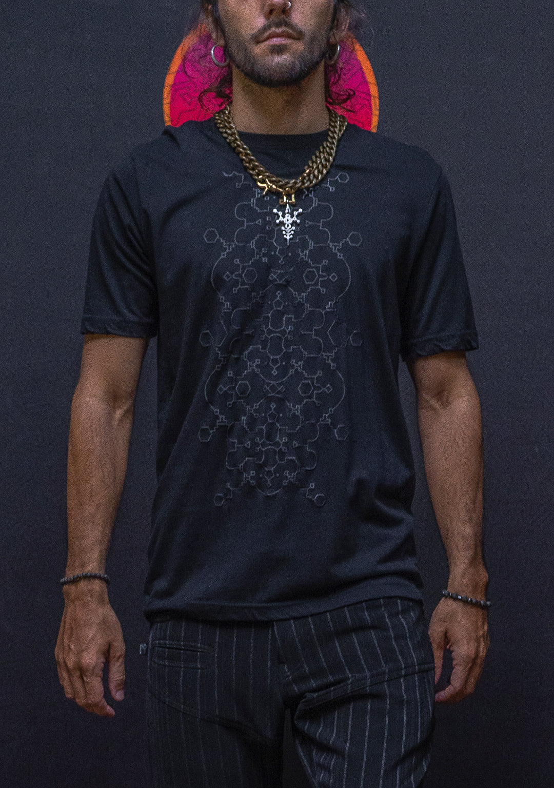 T-Shirt Men / Cotton Supima 120 gsm Rubber Screenprint - Black IKARO