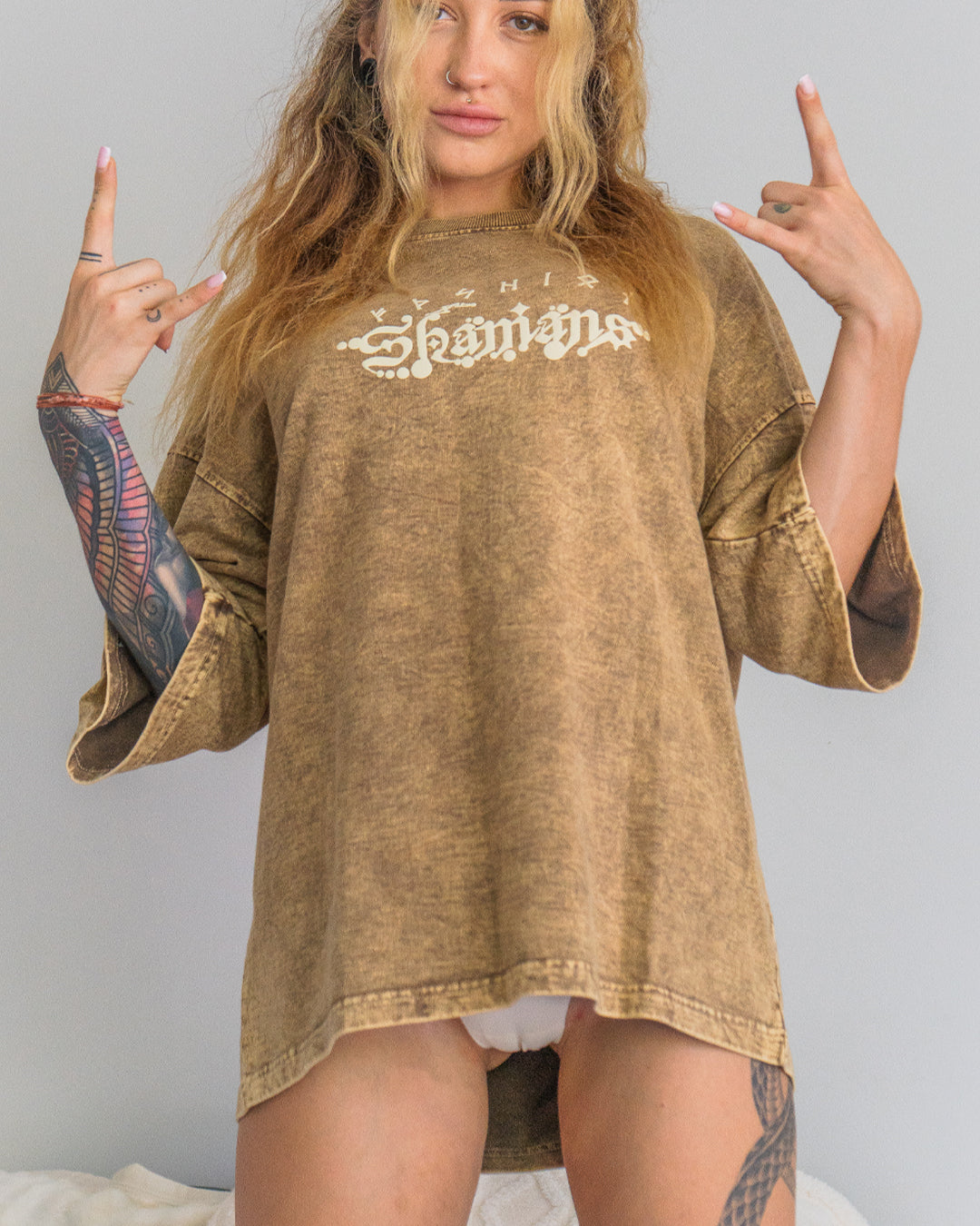 T-Shirt Oversized Men / french Teri Acidwash - SAND SHAMANS