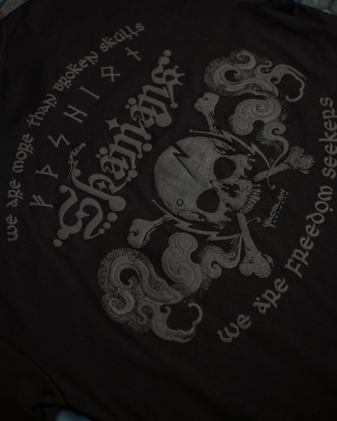 T-Shirt Oversized Men / Black Cotton Shinker - BLAK SHAMANS SMOKE