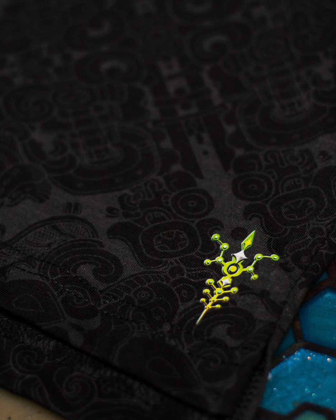 T-Shirt Oversized Men / Black Cotton Shinker - MAYAN CODEX Galactik Spine