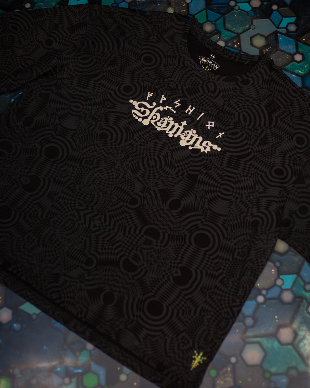 T-Shirt Oversized Men / Black Cotton Shinker - WIERD NOISES SHAMANS SMOKE White New