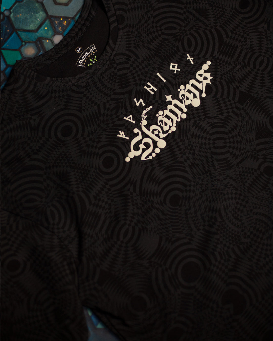 T-Shirt Oversized Men / Black Cotton Shinker - WIERD NOISES SHAMANS SMOKE White New