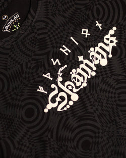T-Shirt Oversized Men / Black Cotton Shinker - WIERD NOISES SHAMANS SMOKE White