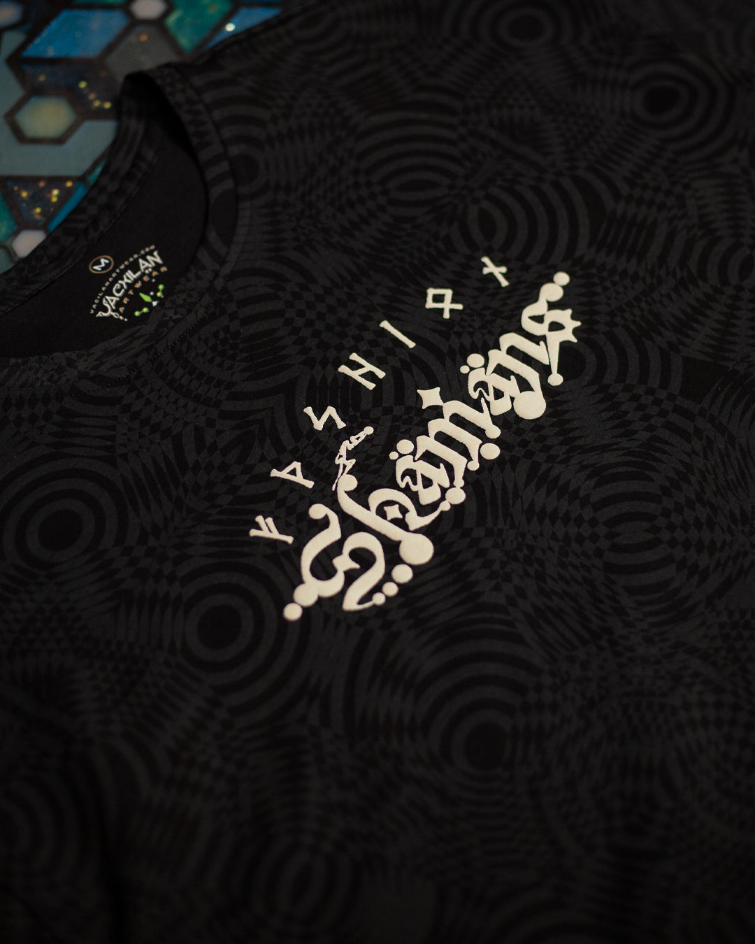 T-Shirt Oversized Men / Black Cotton Shinker - WIERD NOISES SHAMANS SMOKE White New
