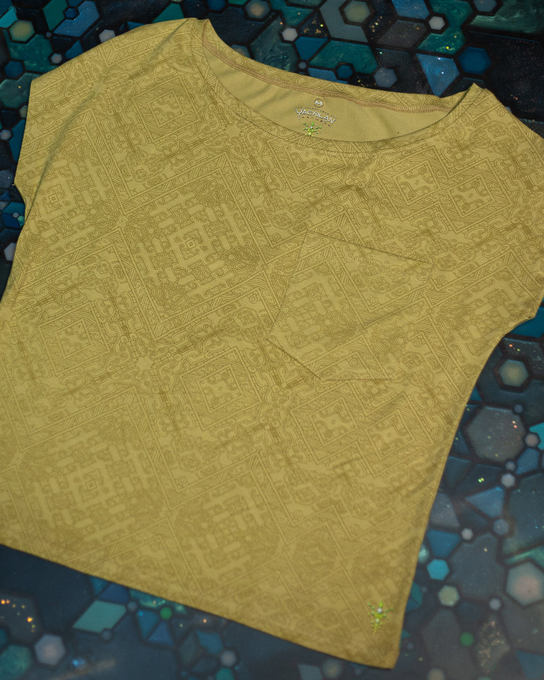 Woman T-Shirt Short Sleeve / Rayon Lime - MAYANS GALACTIK SPINE