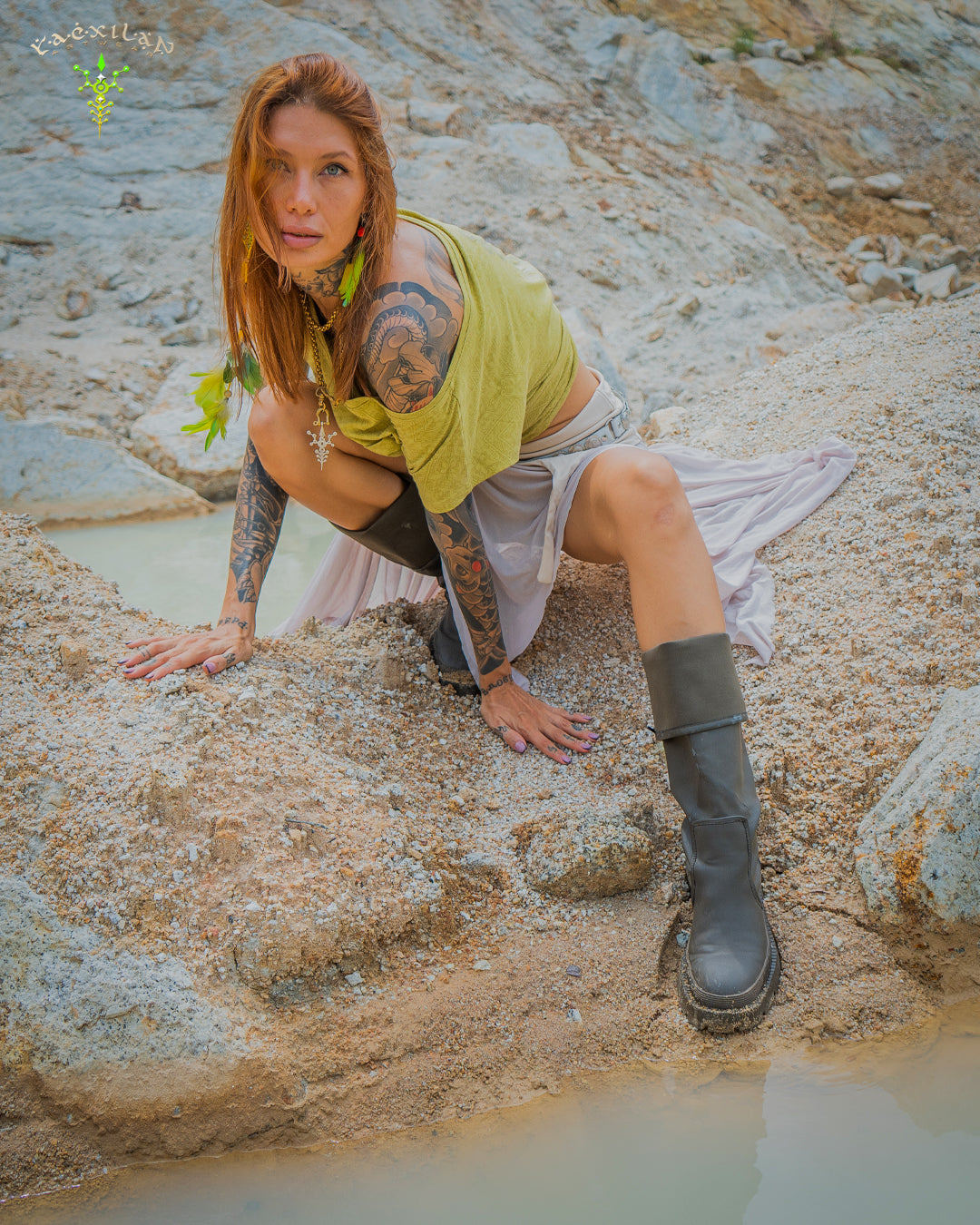 Woman T-Shirt Short Sleeve / Rayon Lime - MAYANS GALACTIK SPINE