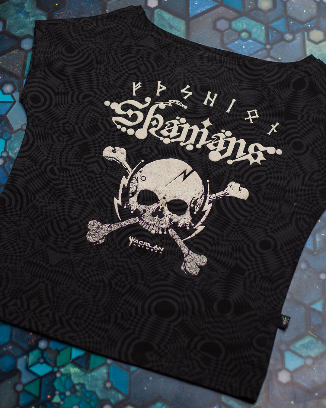 Woman T-Shirt Short Sleeve / Cotton Shinker- WIERD NOISES SHAMANS White