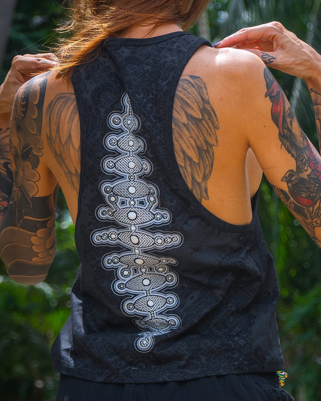 Tank Top / Black Cotton Shinker - MAYAN CODEX Galactik Spine