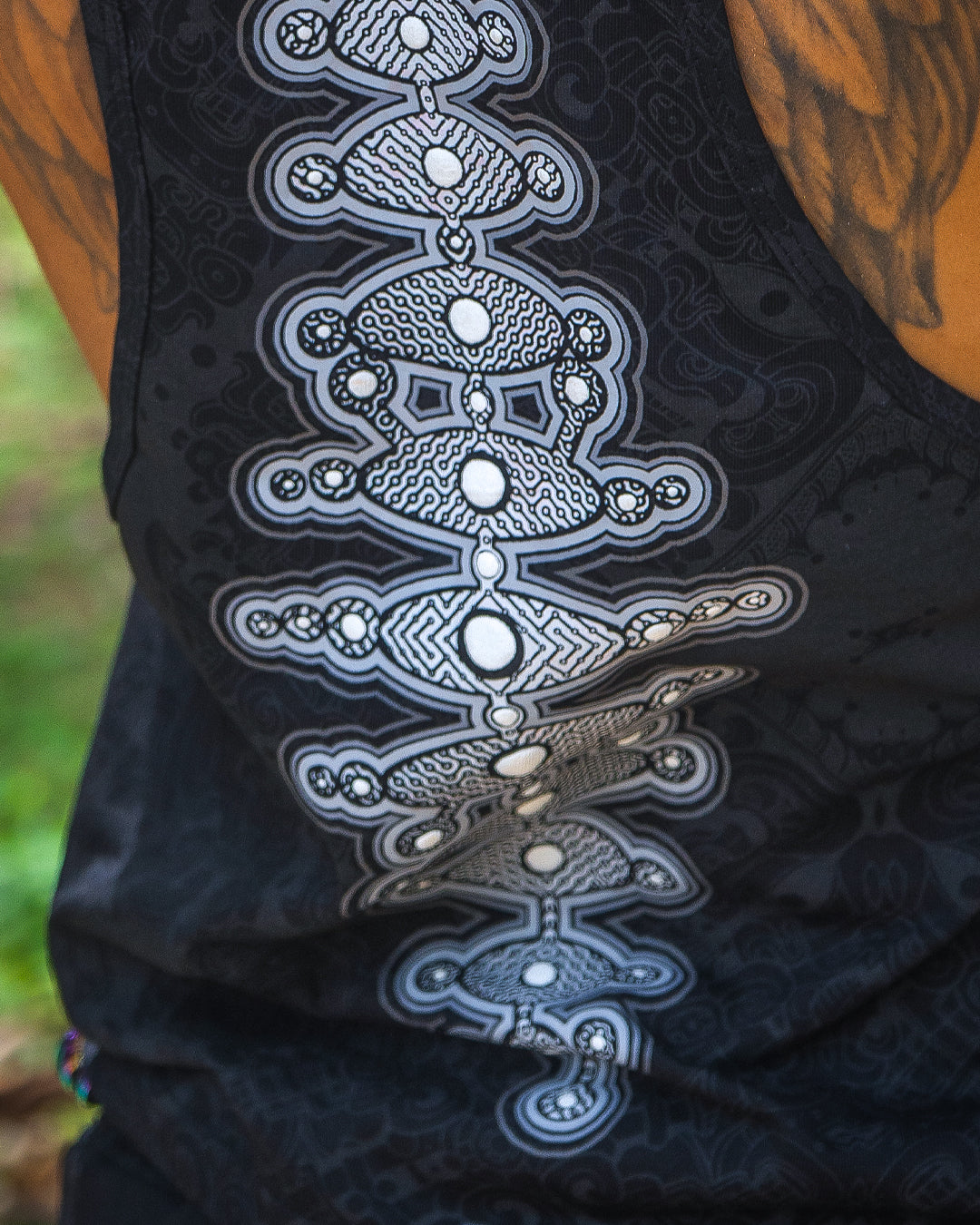 Tank Top / Black Cotton Shinker - MAYAN CODEX Galactik Spine