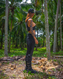 Tank Top Woman / Black Cotton Shinke - MAYAN CODEX Galactik Spine
