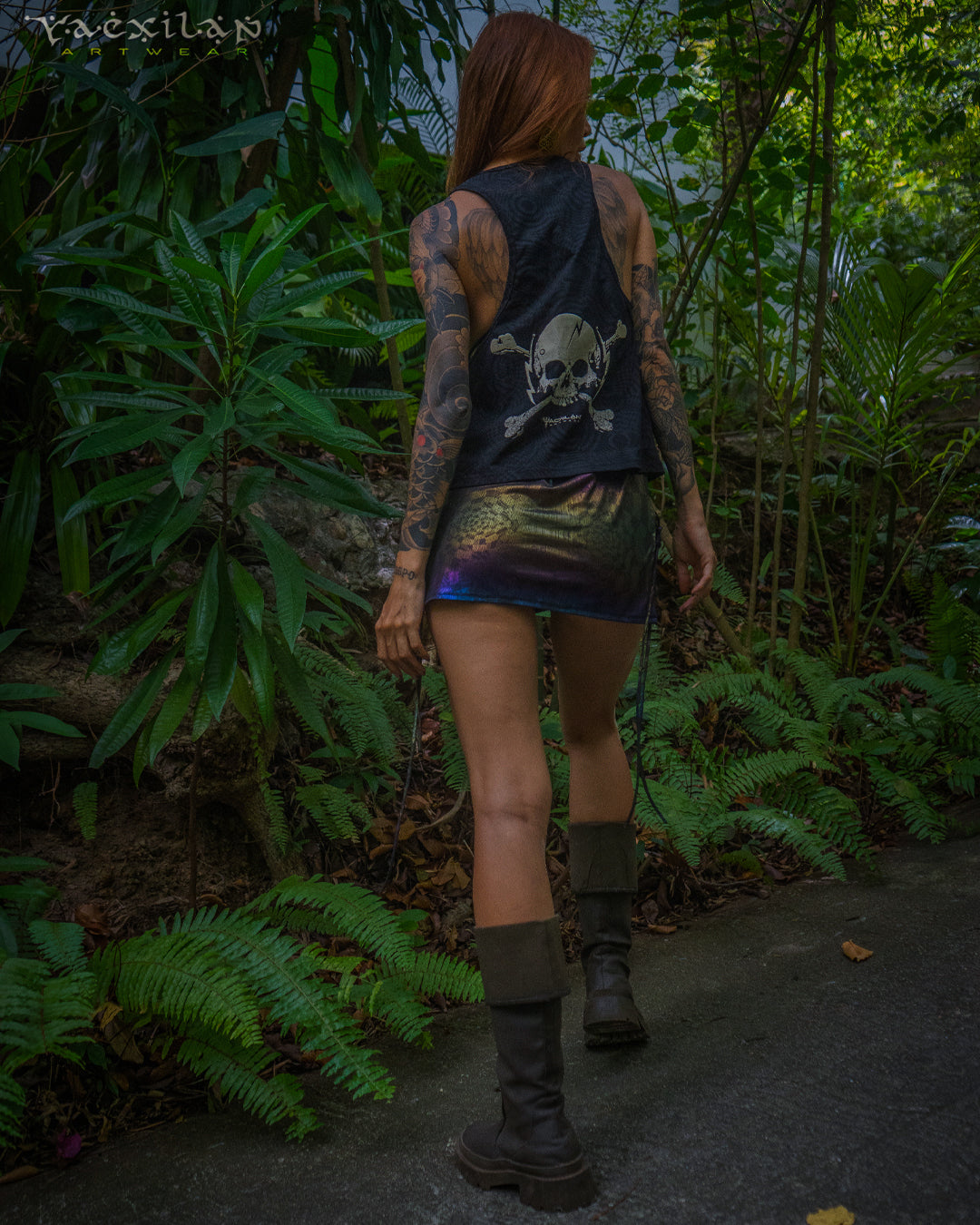 Tank Top Woman / Black Cotton Shinker - WIERD NOISES SHAMANS White