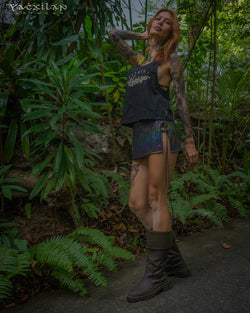 Tank Top Woman / Black Cotton Shinke - WIERD NOISES SHAMANS White