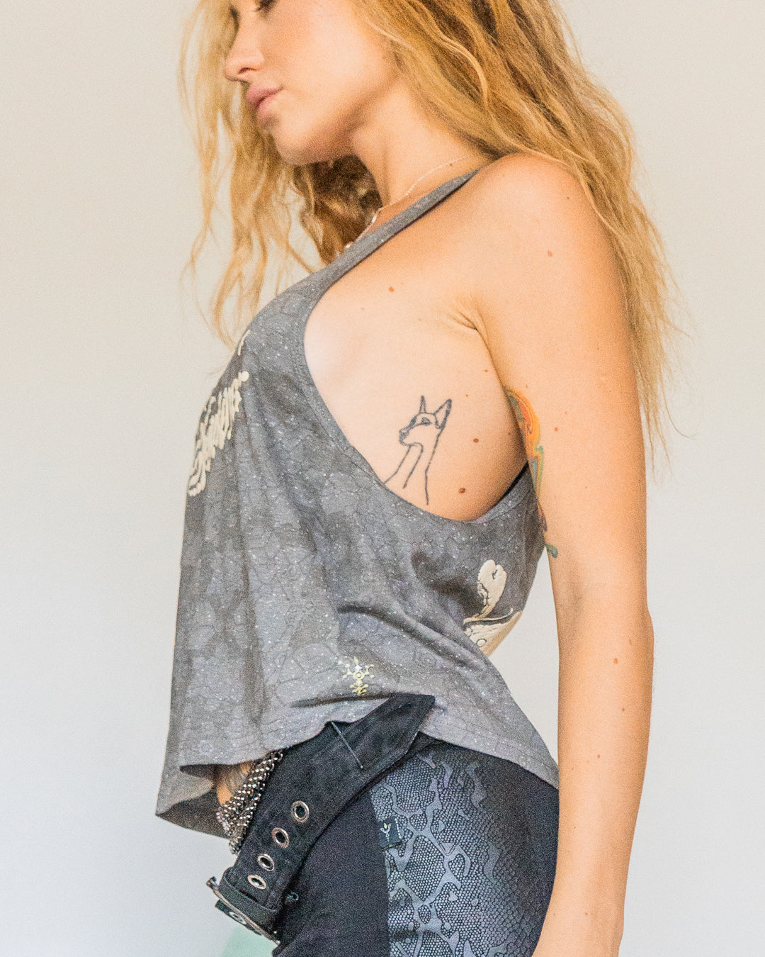 Tank Top Woman / Grey Cotton Slub - WHITE SHAMANS Steelgrey