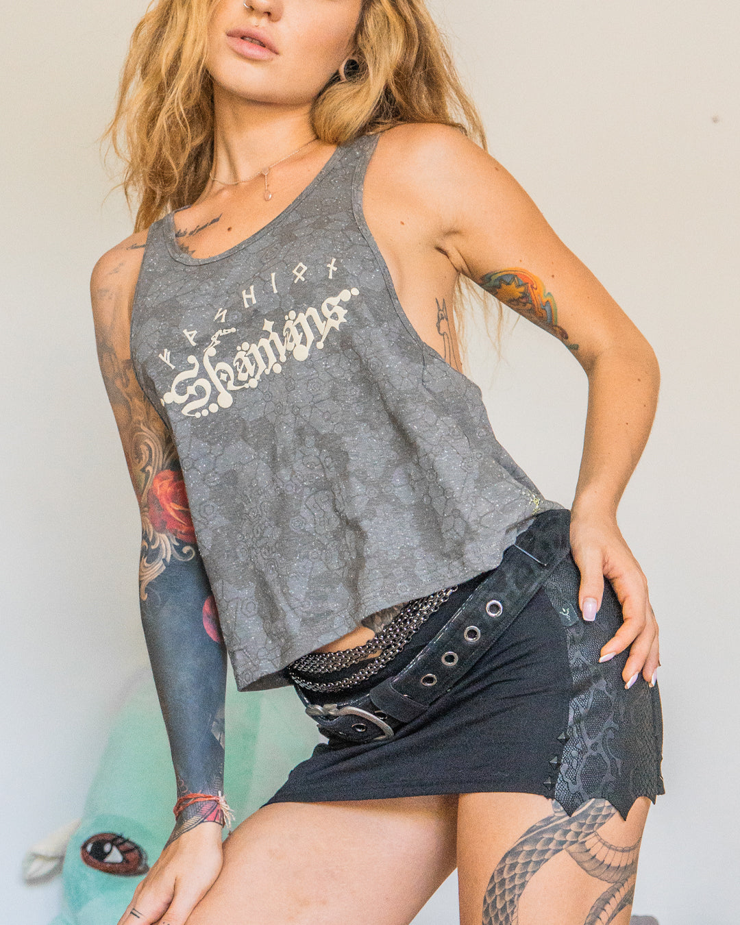 Tank Top Woman / Grey Cotton Slub - WHITE SHAMANS Steelgrey