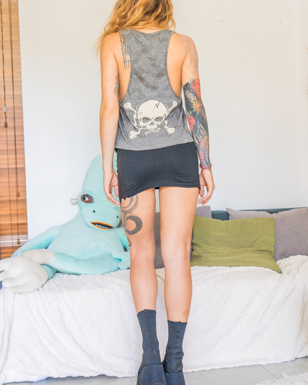 Tank Top Woman / Grey Cotton Slub - WHITE SHAMANS Steelgrey