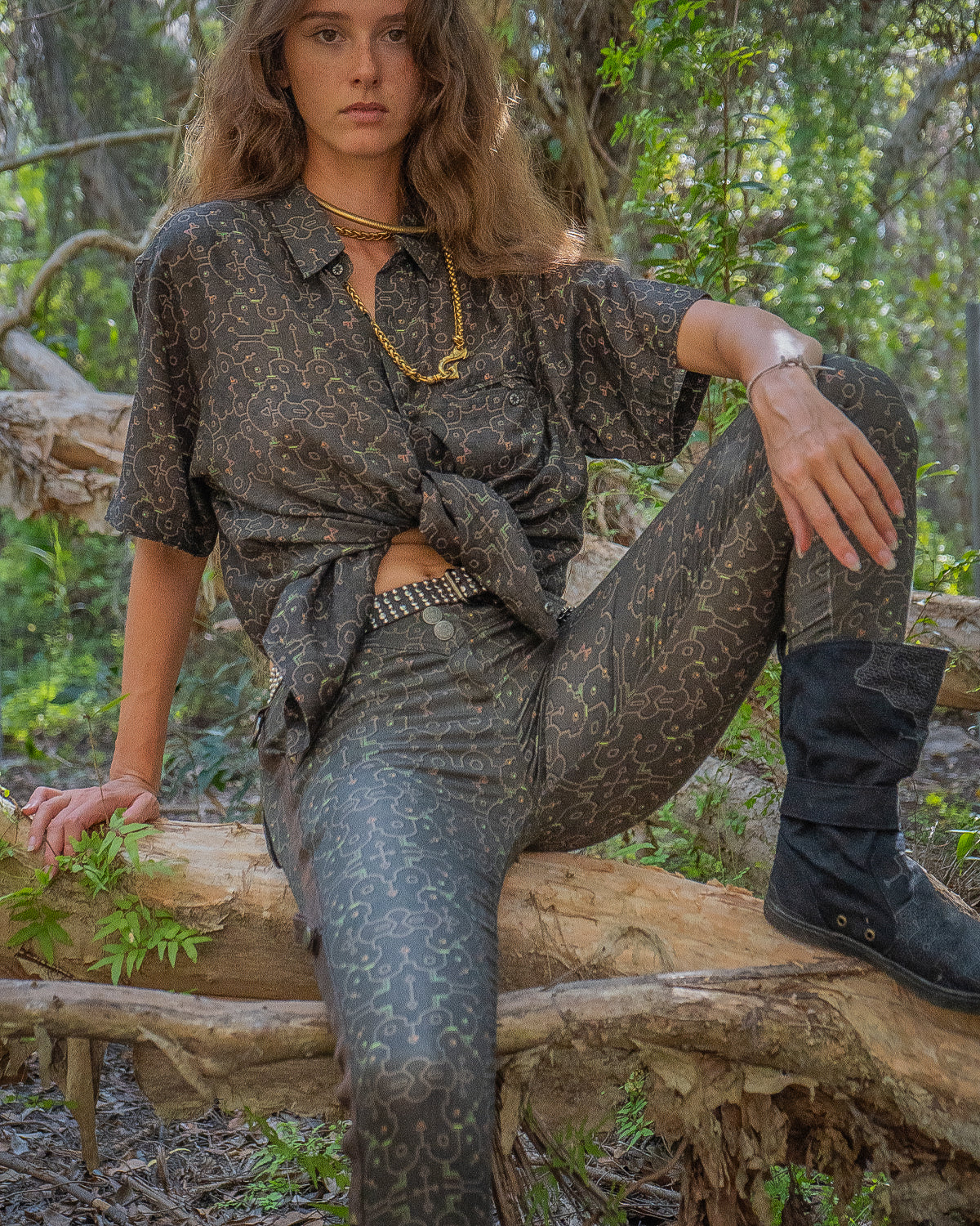 Long Fitted Pants Woman Piratesse / Organic Bio Farms Cotton Licra -  REBIRTH OF IKARO Forest