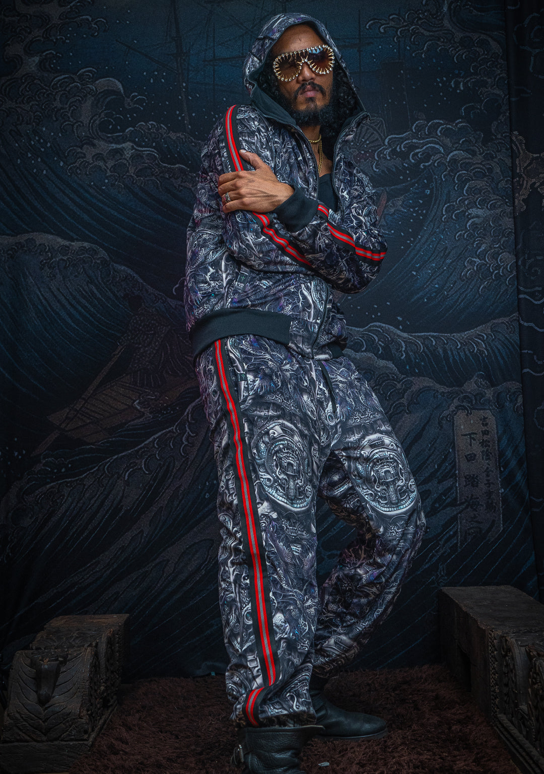 Tracksuit Pants Men / Velvet Fawn Red Line - KETZALCOATL